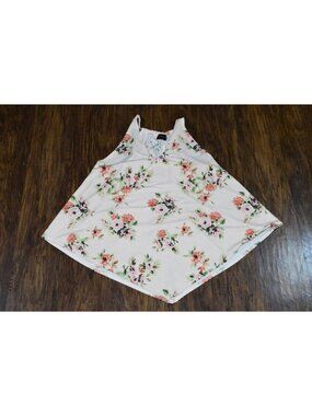 Women's Size X-Large Pink Floral Tank Top Flowy Romantic Cottagecore Boho READ